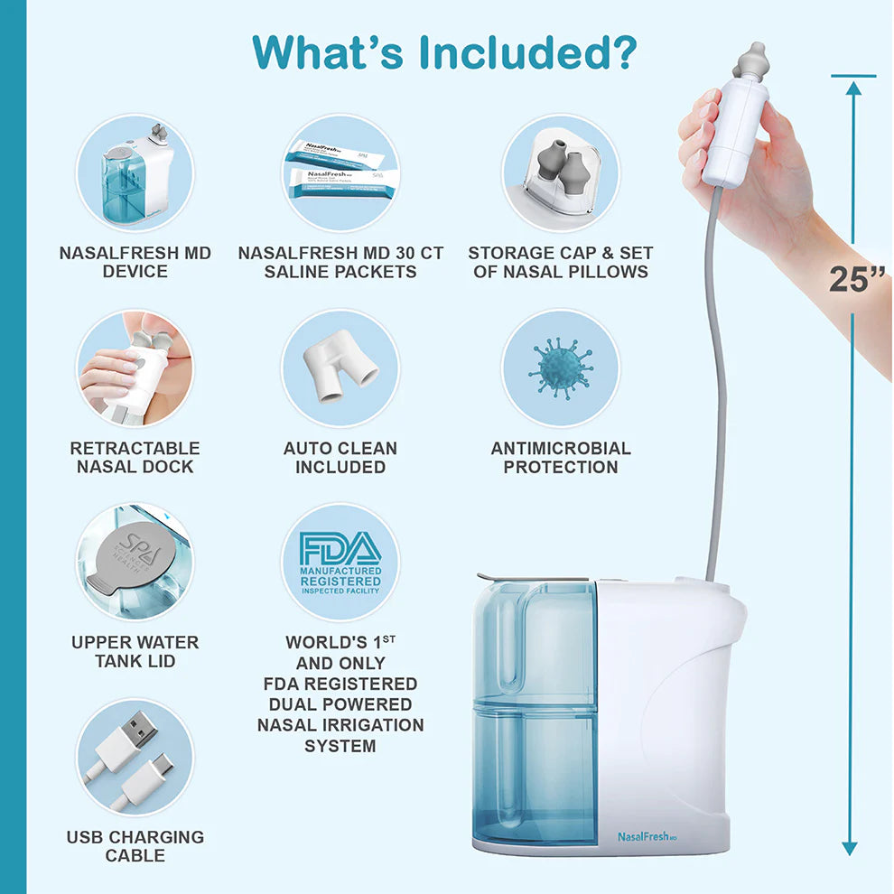 Nasal Irrigator With Powered Rinse & Suction