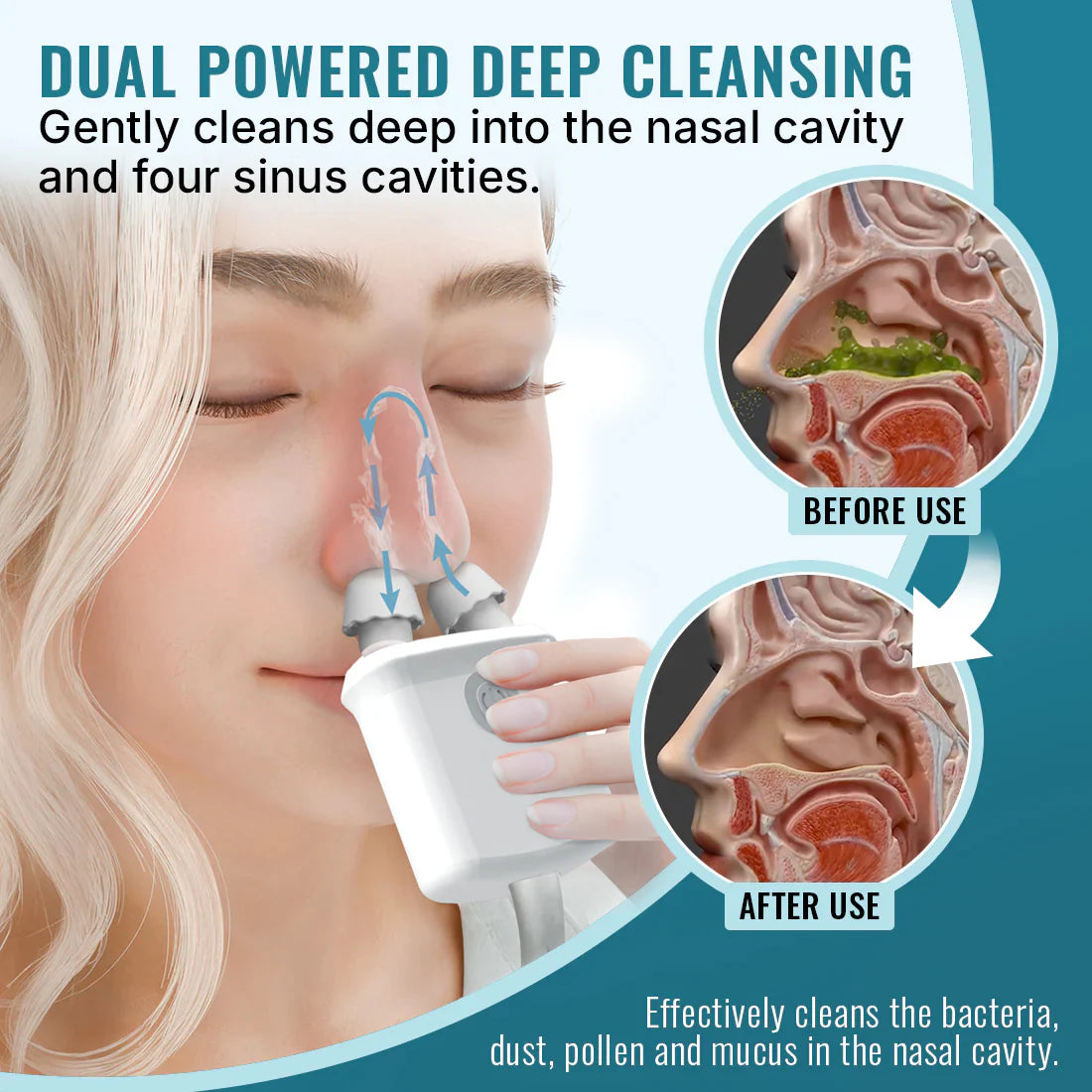 Nasal Irrigator With Powered Rinse & Suction