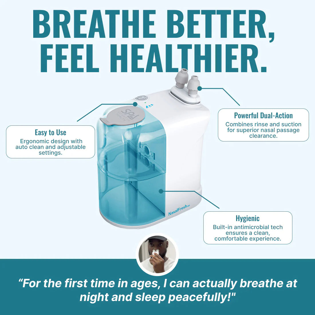Nasal Irrigator With Powered Rinse & Suction