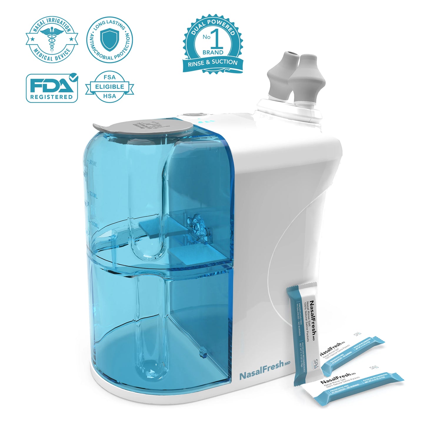 Nasal Irrigator With Powered Rinse & Suction